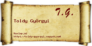 Toldy Györgyi névjegykártya